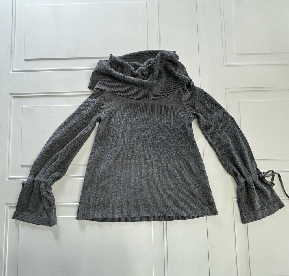 Moth By Anthropologie Womens Sz XS Turtle Neck Pullover Sweater Gray Rib Knit